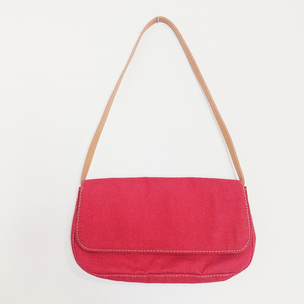 small Red shoulder bag with olive green lining - Picture 1 of 5
